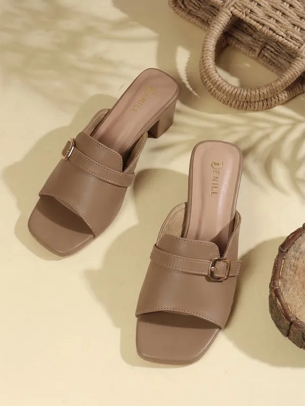 Beige_Synthetic_Leather_Heels_For_Women