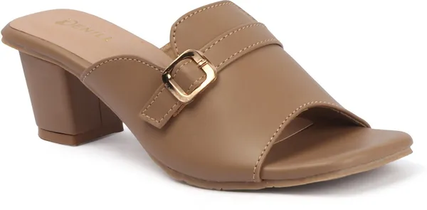 Beige_Synthetic_Leather_Heels_For_Women