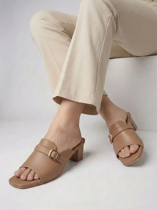 Beige_Synthetic_Leather_Heels_For_Women