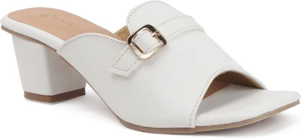 White_Synthetic_Leather_Heels_For_Women