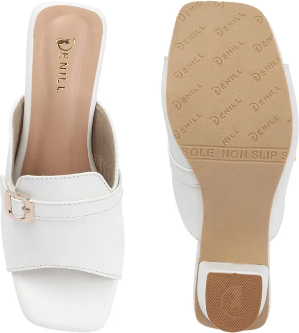 White_Synthetic_Leather_Heels_For_Women