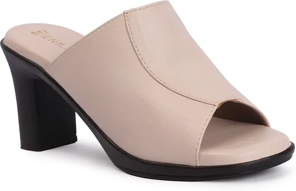 Beige_Synthetic_Leather_Heels_For_Women