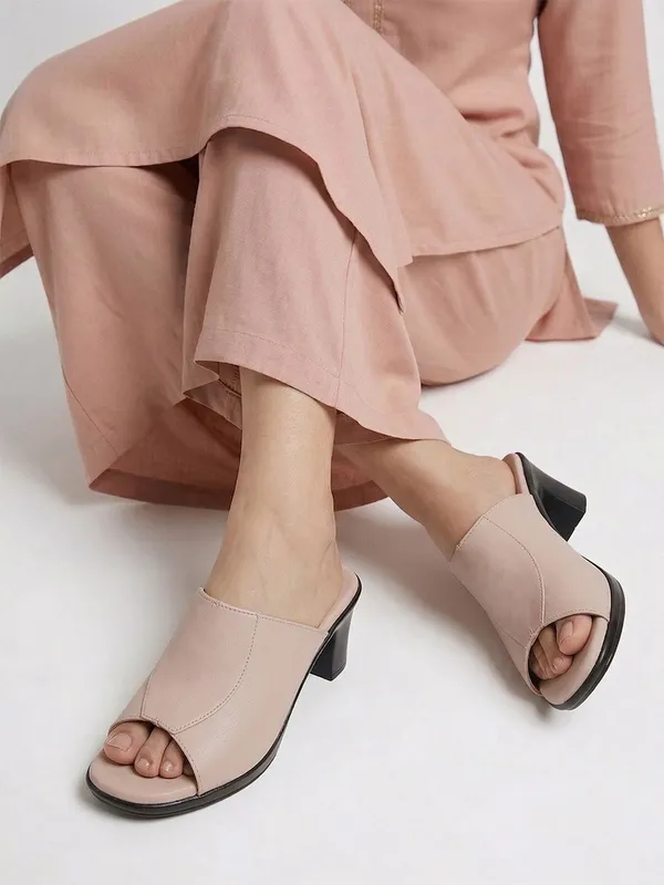 Beige_Synthetic_Leather_Heels_For_Women