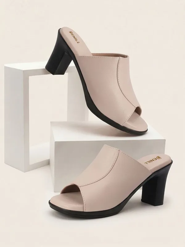 Beige_Synthetic_Leather_Heels_For_Women