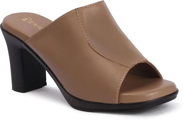 Beige_Synthetic_Leather_Heels_For_Women