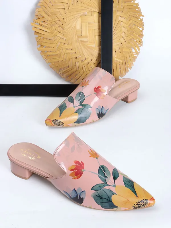 Pink_Synthetic_Leather_Heels_For_Women