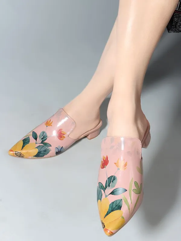 Peach_Synthetic_Leather_Heels_For_Women