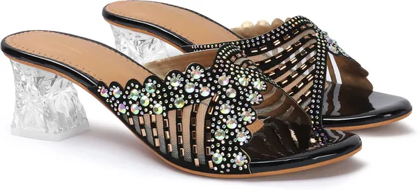 Black_Synthetic_Leather_Heels_For_Women