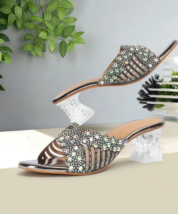 Grey_Synthetic_Heels_For_Women