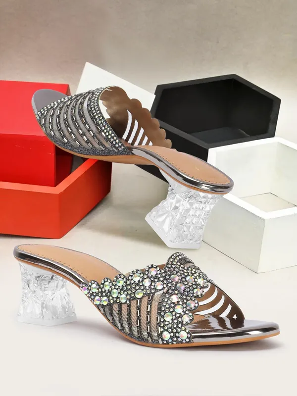 Grey_Synthetic_Heels_For_Women