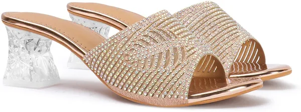 Peach_Synthetic_Leather_Heels_For_Women