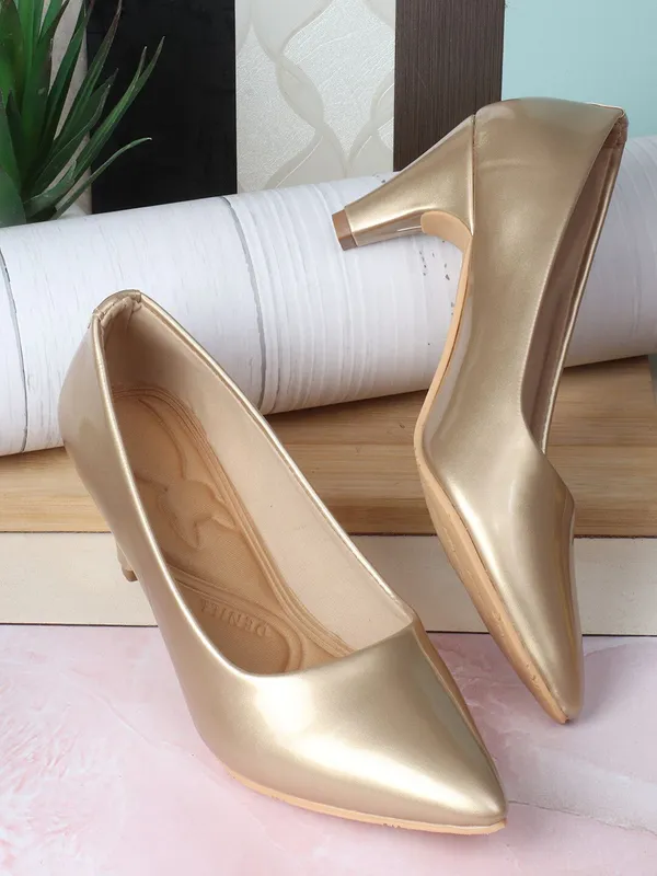 Gold_Fabric_Heels_For_Women