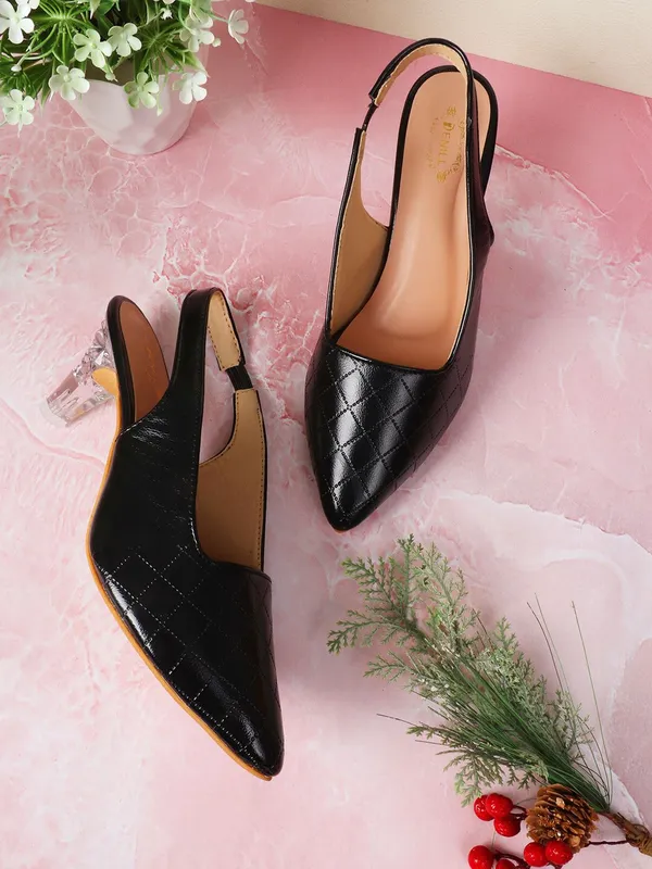 Black_Synthetic_Leather_Heels_For_Women