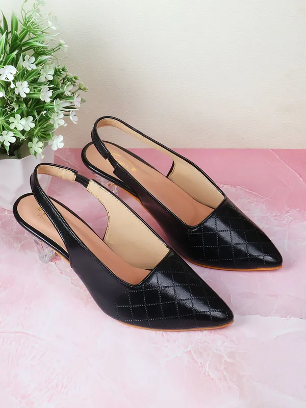 Black_Synthetic_Leather_Heels_For_Women