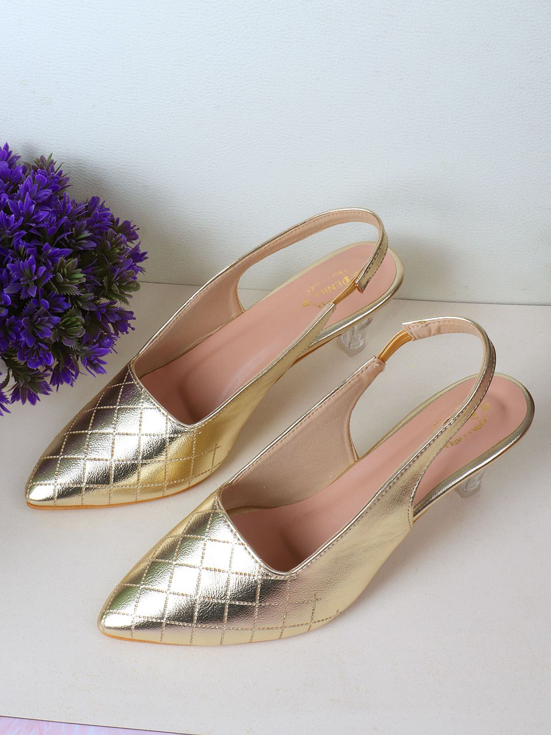 Gold_Synthetic_Leather_Heels_For_Women