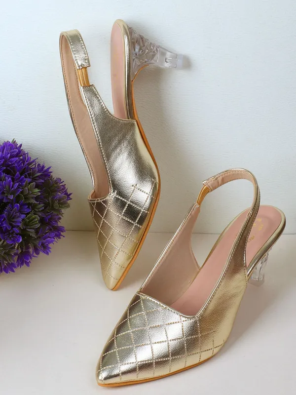 Gold_Synthetic_Leather_Heels_For_Women