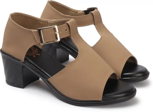 Beige_Synthetic_Leather_Heels_For_Women
