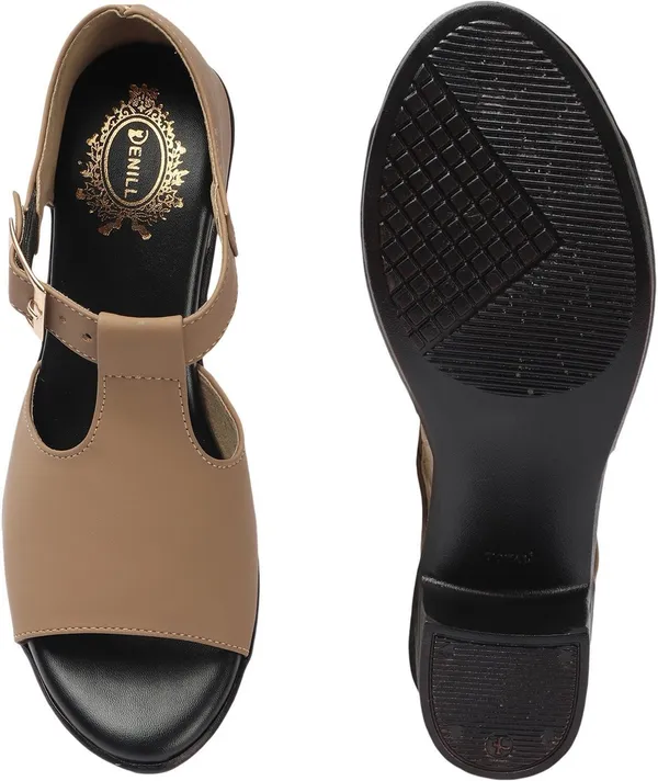 Beige_Synthetic_Leather_Heels_For_Women