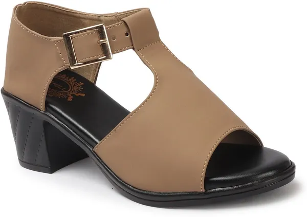 Beige_Synthetic_Leather_Heels_For_Women