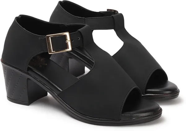 Black_Synthetic_Leather_Heels_For_Women
