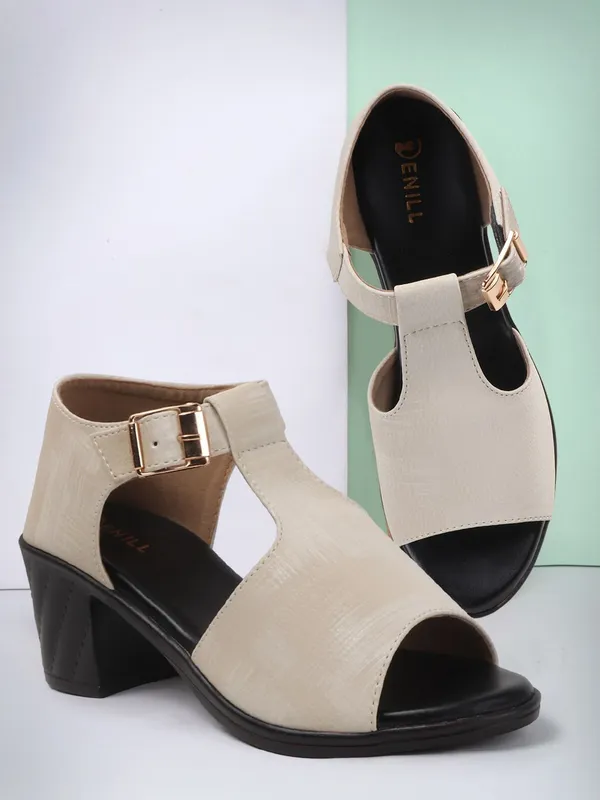 Beige_Synthetic_Leather_Heels_For_Women