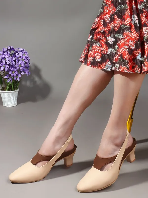 Beige_Synthetic_Leather_Heels_For_Women