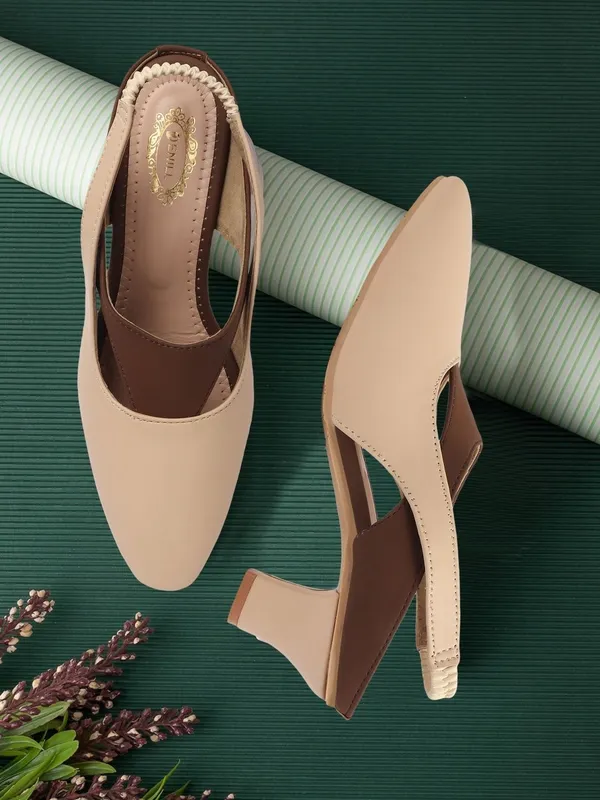 Beige_Synthetic_Leather_Heels_For_Women