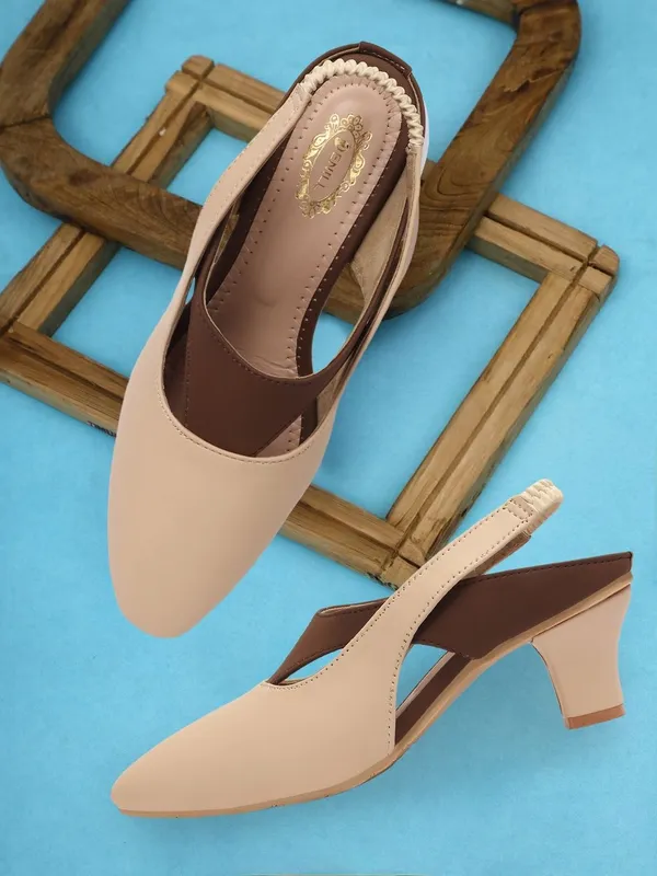 Beige_Synthetic_Leather_Heels_For_Women