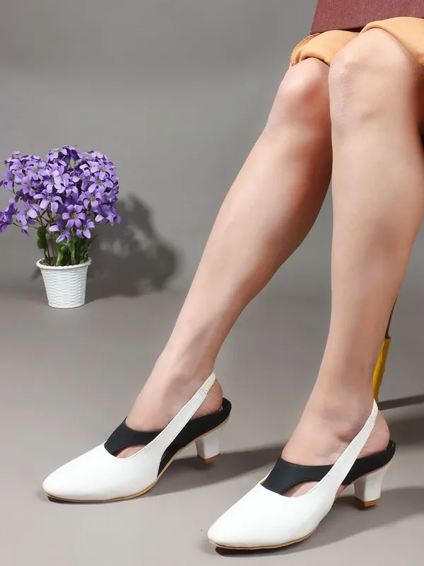 White_Synthetic_Leather_Heels_For_Women
