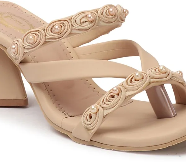 Beige_Synthetic_Leather_Heels_For_Women