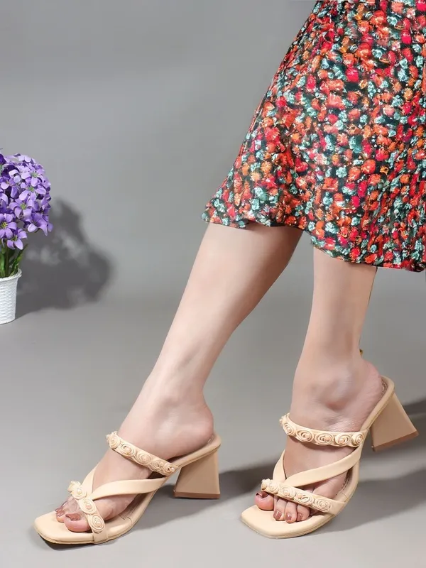 Beige_Synthetic_Leather_Heels_For_Women