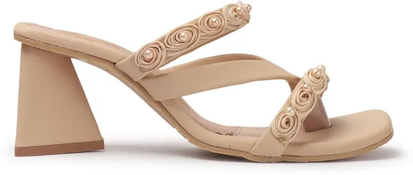 Beige_Synthetic_Leather_Heels_For_Women