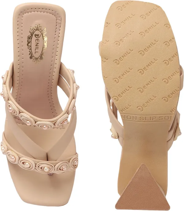 Beige_Synthetic_Leather_Heels_For_Women