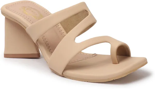 Beige_Synthetic_Leather_Heels_For_Women