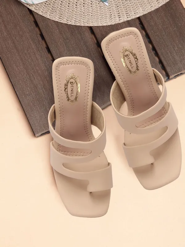 Beige_Synthetic_Leather_Heels_For_Women