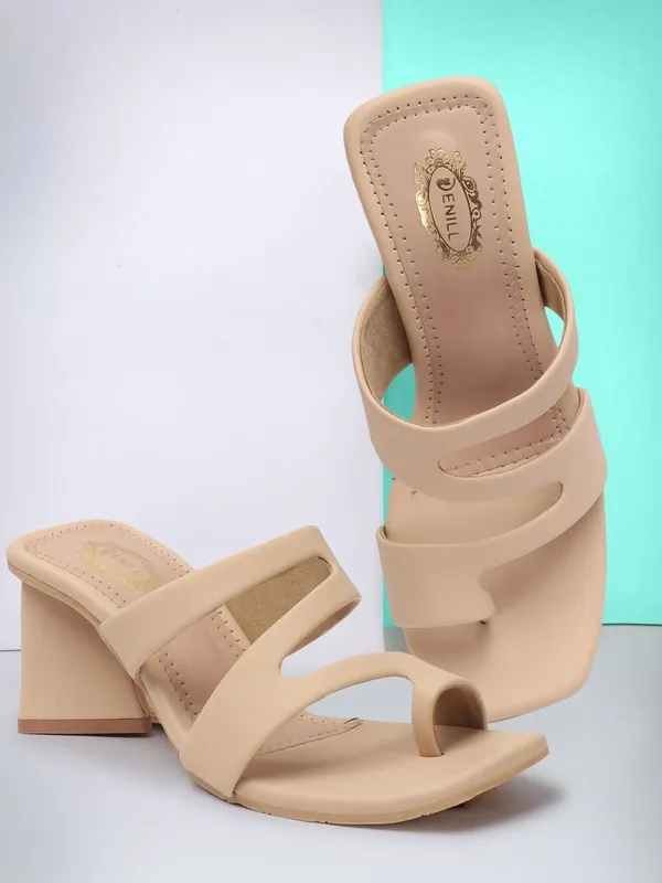 Beige_Synthetic_Leather_Heels_For_Women