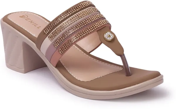 Beige_Synthetic_Leather_Heels_For_Women