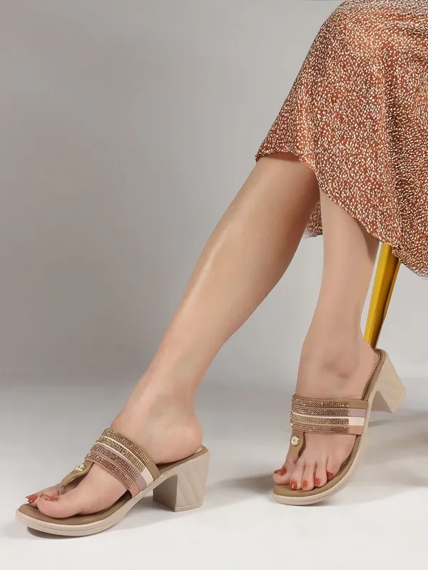 Beige_Synthetic_Leather_Heels_For_Women