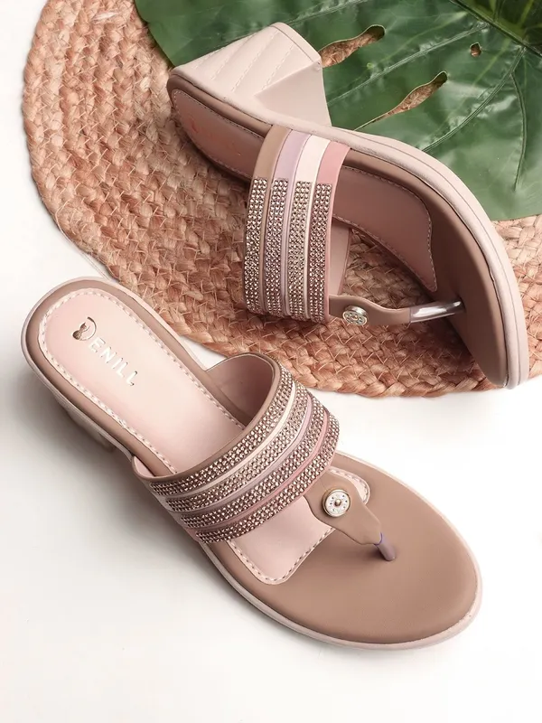 Beige_Synthetic_Leather_Heels_For_Women