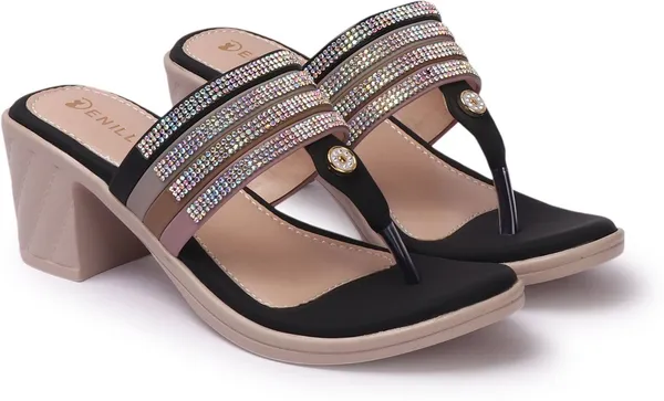 Black_Synthetic_Leather_Heels_For_Women