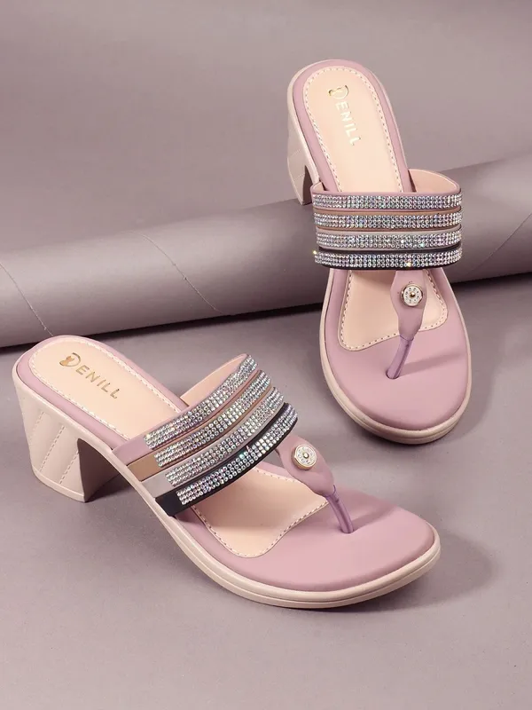 Pink_Synthetic_Leather_Heels_For_Women