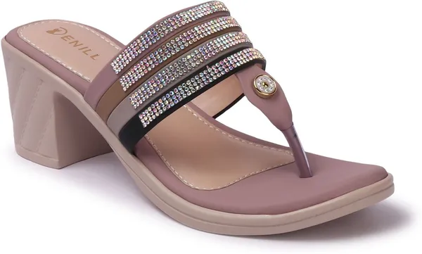Pink_Synthetic_Leather_Heels_For_Women