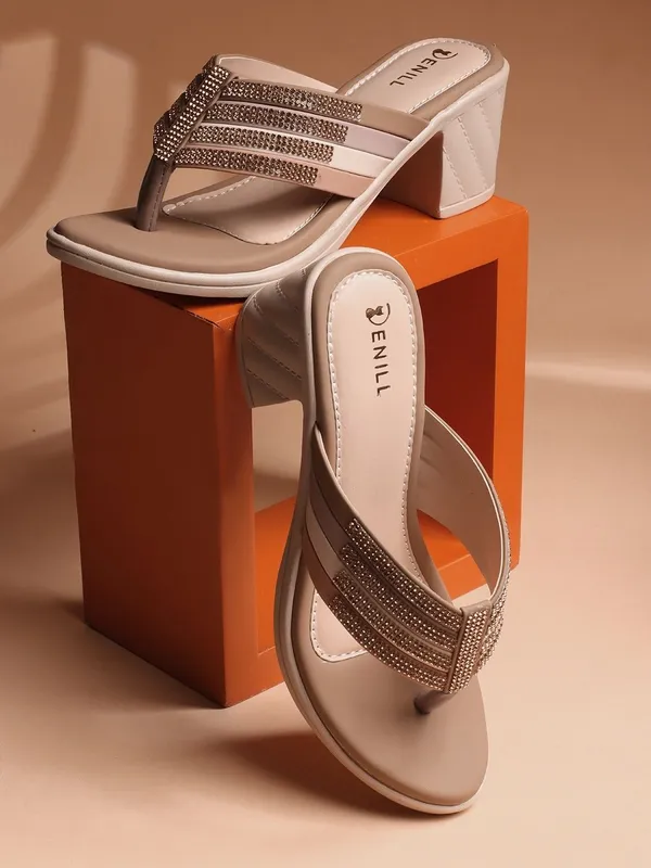 Beige_Synthetic_Leather_Heels_For_Women
