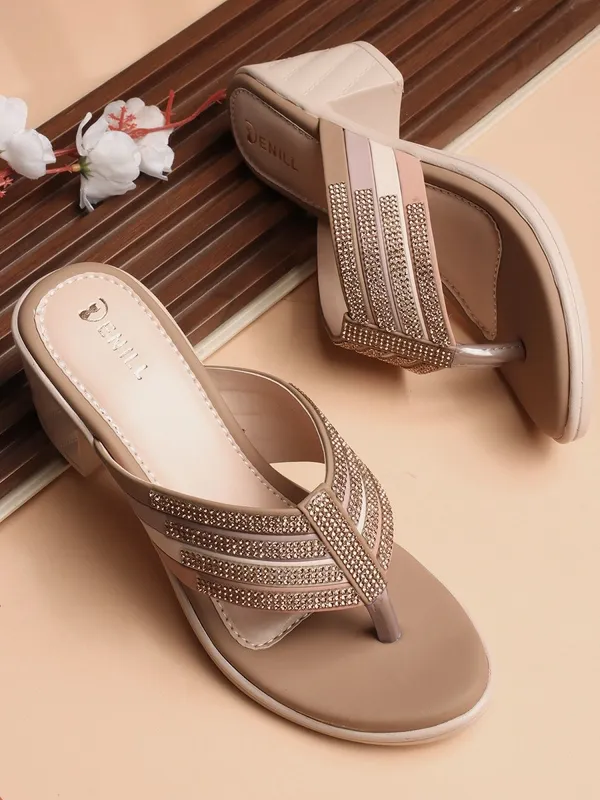 Beige_Synthetic_Leather_Heels_For_Women