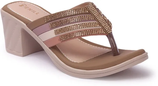 Beige_Synthetic_Leather_Heels_For_Women