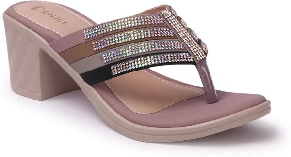 Pink_Synthetic_Leather_Heels_For_Women