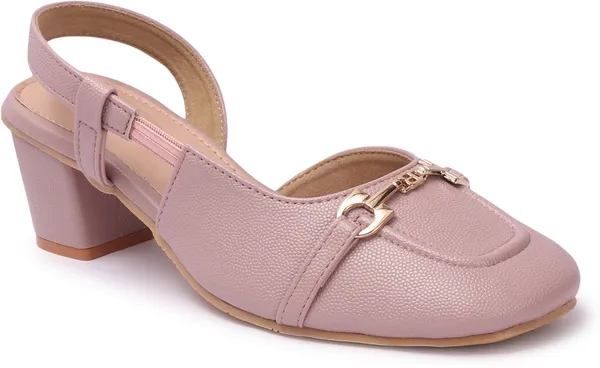 Pink_Synthetic_Leather_Heels_For_Women