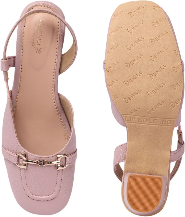 Peach_Synthetic_Leather_Heels_For_Women