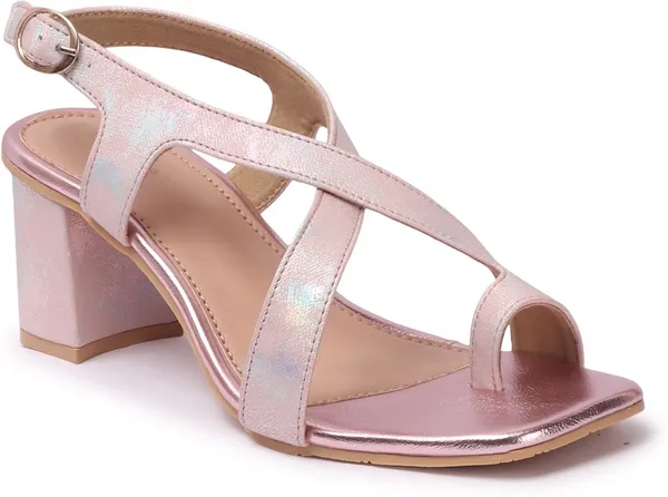 Pink_Synthetic_Leather_Heels_For_Women
