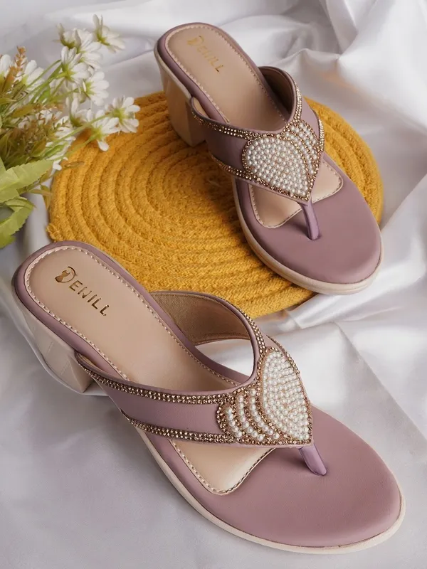 Pink_Synthetic_Leather_Heels_For_Women